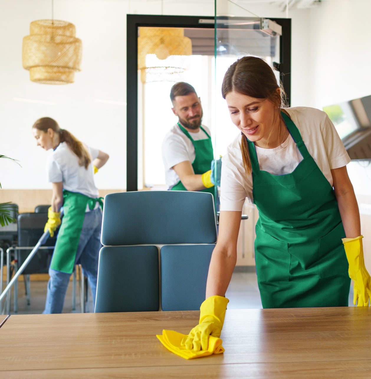 Professional office cleaning team